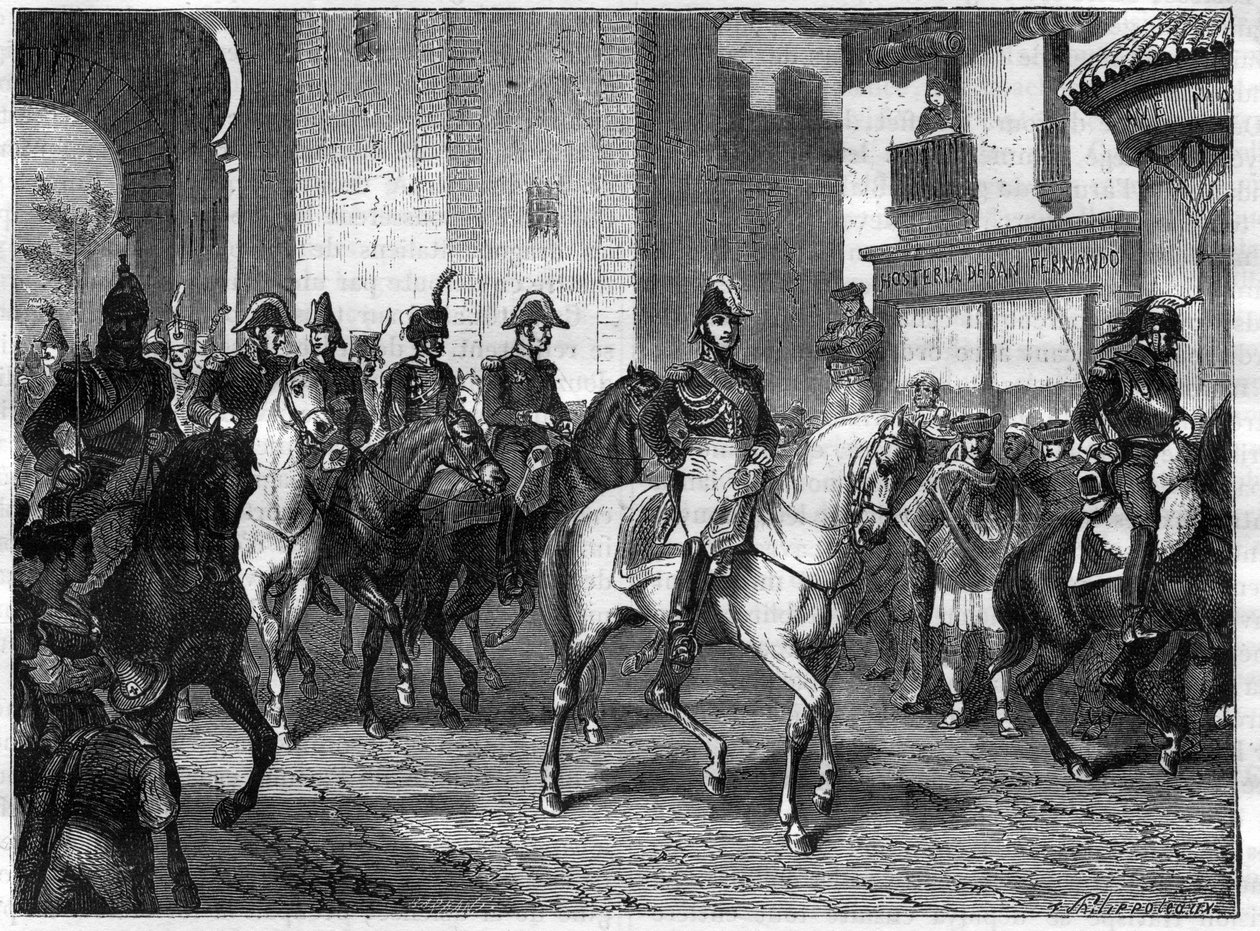 Belejring og erobring af Valencia af den franske hær under ordre fra imperiets marskal grev Suchet den 9. juli 1812 - Marshal Louis Gabriel Suchets indtræden i Valencia i 1812 - i "Emperiets historie efter konsulatets historie" af Adolphe Thie af French School