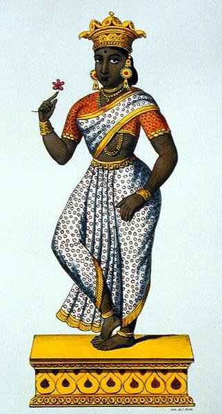 Simaladevi hustru af Yama, graveret af C. de Motte (1785-1836) (farve litho) af French School