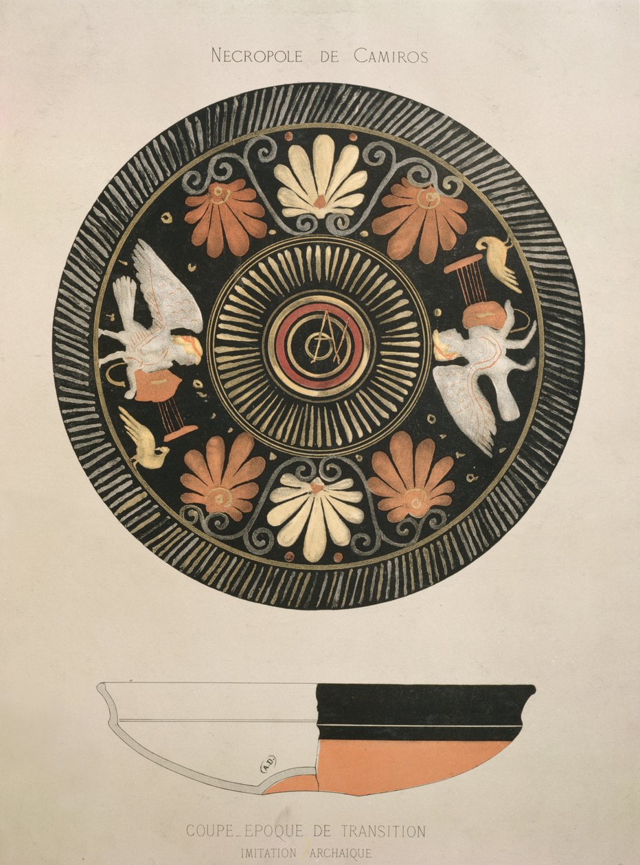 Sirener, kopi af en original antik græsk vase fra Camiros nekropolis af French School