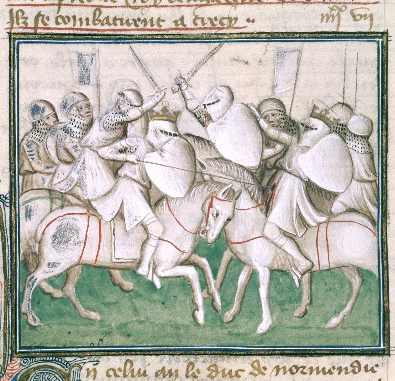 Sloane 2433 C, fol.69v Slaget ved Crecy, c.1410 (vellum) af French School