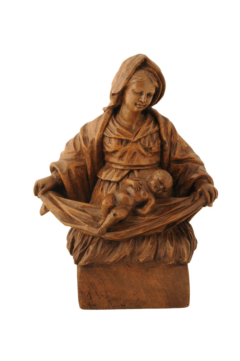 Lille kalkudskæring af Madonna og barnet (limewood) af French School