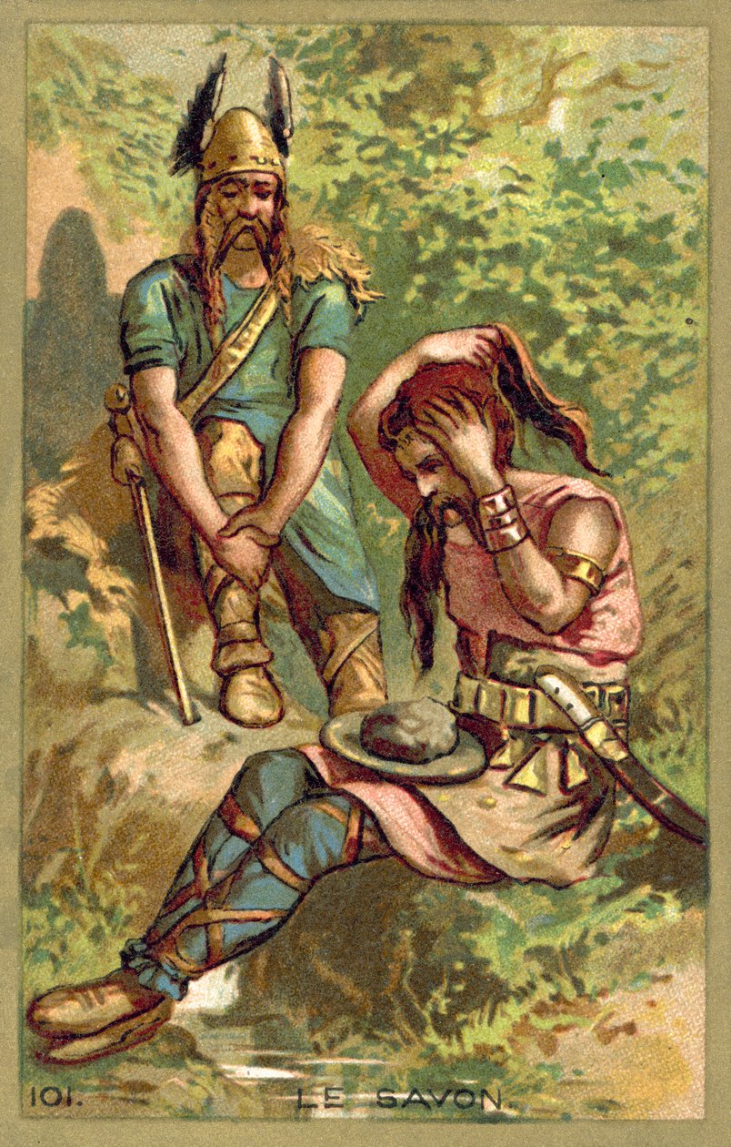 Sæbe, brugt af galliske krigere (chromolitho) af French School