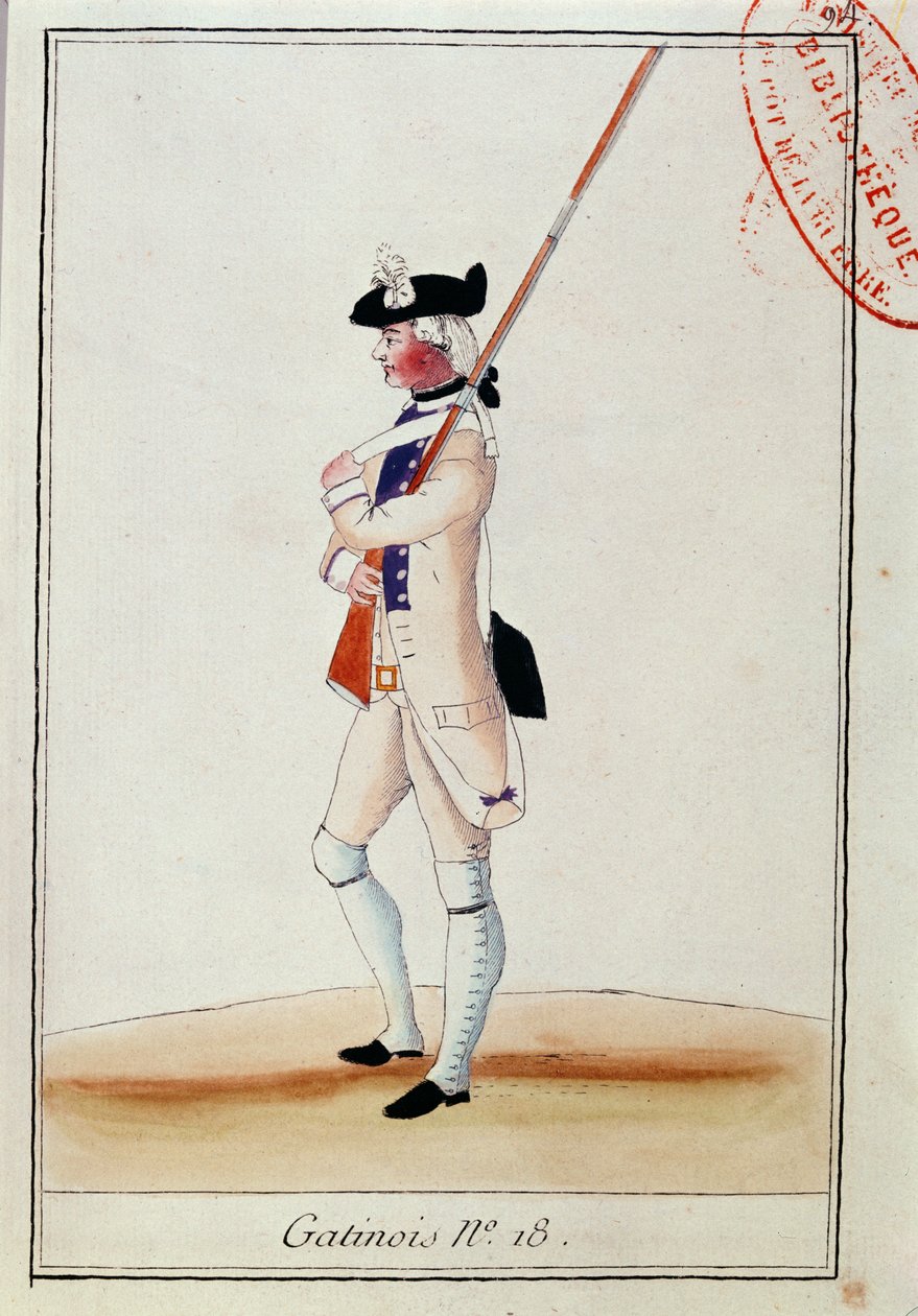 Soldat fra Grenadier Gatinois Regiment, ca. 1780 af French School