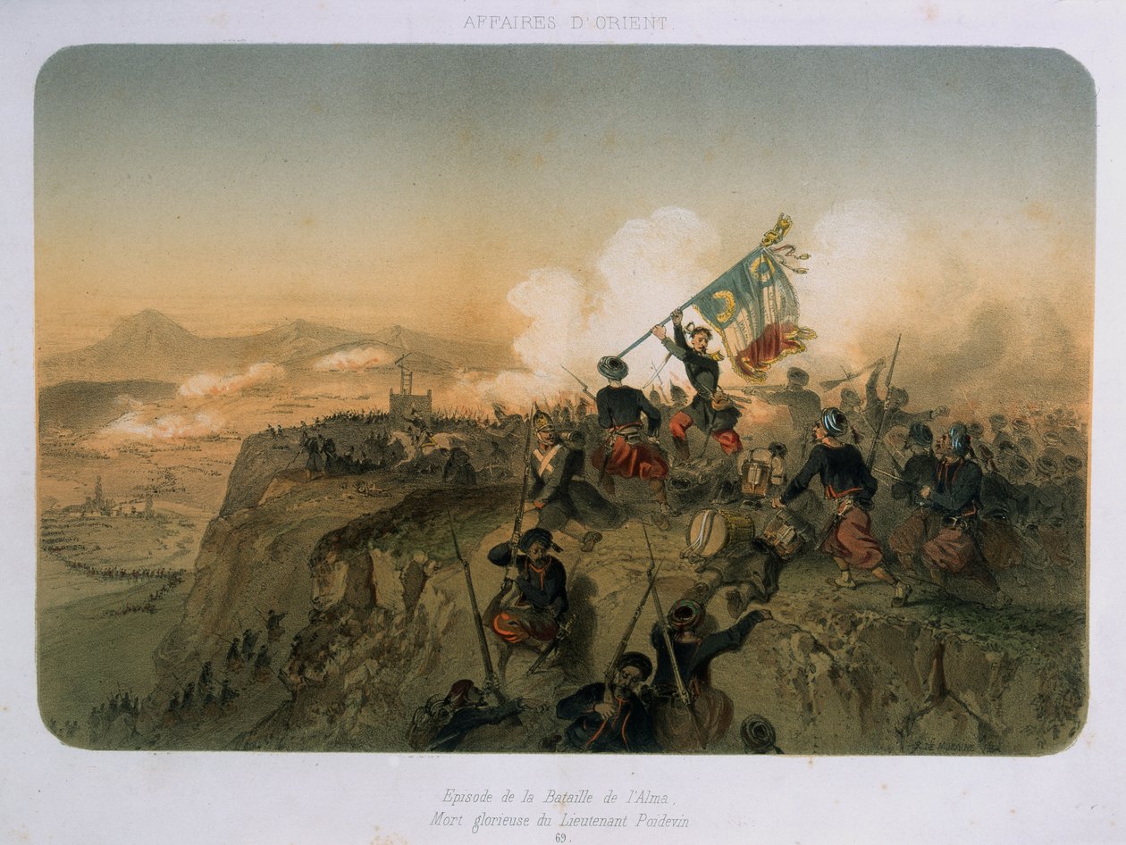 Soldater under angreb i slaget ved Alma den 20. september 1854, 1854 af French School