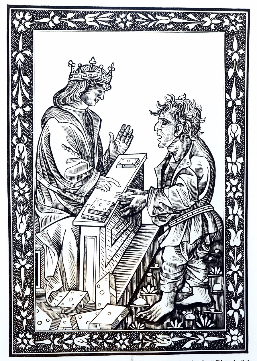 Solomon og Marcoul, illustration fra Videnskab og litteratur i middelalderen og renæssancen, skrevet og indgraveret af Paul Lacroix, 1878 af French School
