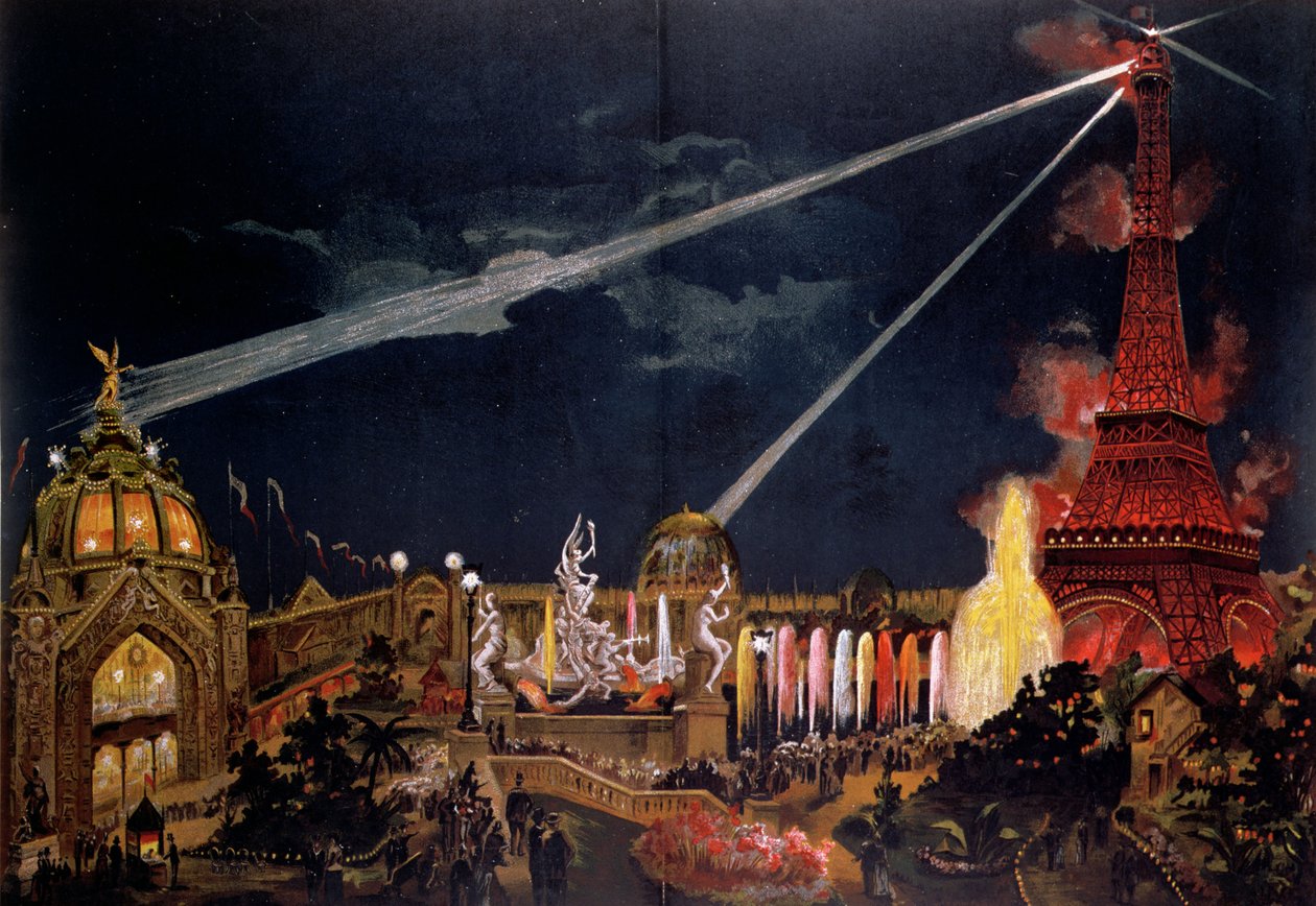 Souvenir of Illuminations i Paris for at fejre 1. århundrede for den franske revolution under 1889 Exposition Universelle af French School
