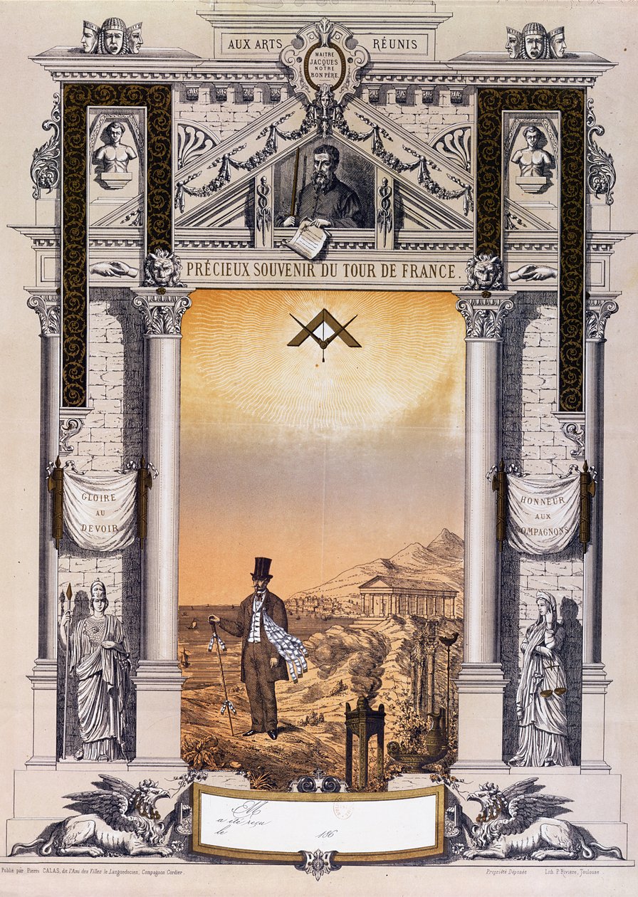 Souvenir fra en Journeyman arbejdere Tour de France efter hans læretid, ca. 1860 af French School