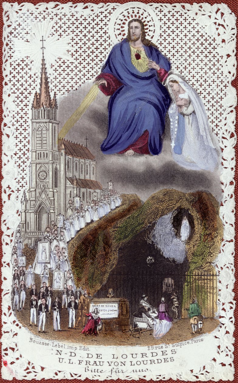 Souvenir fra pilgrimsrejsen til Lourdes, lavet til den internationale udstilling i Paris, 1867 af French School