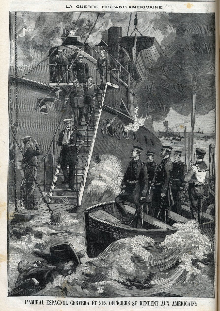 Den spanske admiral Cervera og hans officerer overgav sig til amerikanerne. Cubas uafhængighedskrig, som var under spansk herredømme, brød ud i 1895, og cubanerne bad amerikanerne om at gribe ind. Således begyndte og sluttede krigen mellem Spanien og Ameri af French School