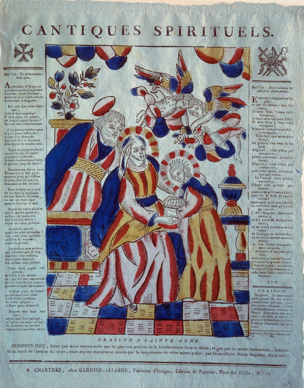 Åndelig sang: bøn til Sankt Anne. Gravering fra det 19. århundrede. Paris, Museum for folkelig kunst og traditioner af French School