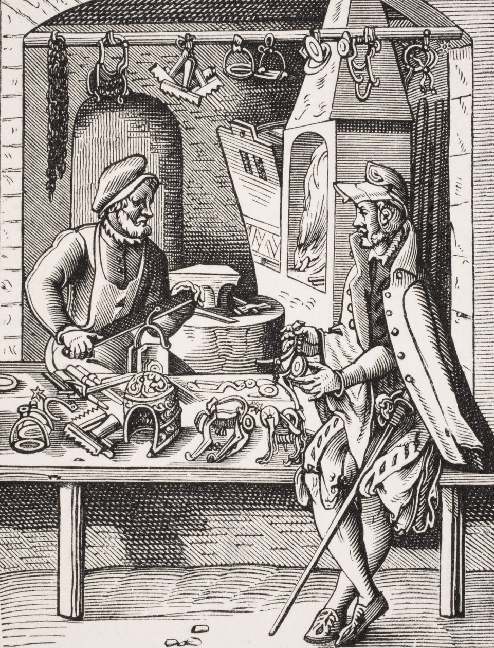 Spur Maker, gengivelse af et træsnit af Jost Amman (1539-91) fra 