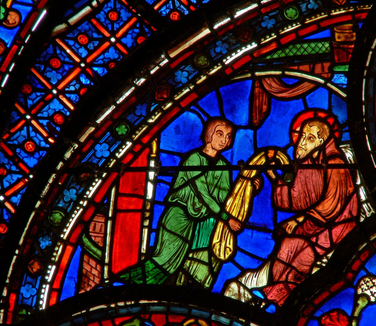 Sankt Antonius: giver sin kappe til en discipel (w30b) af French School