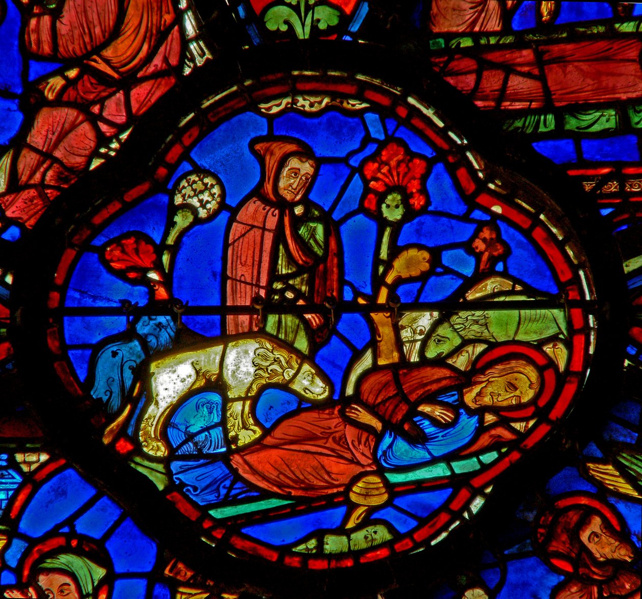 St Anthony: ser løver ved St Paul Anchorites grav (w30b) af French School