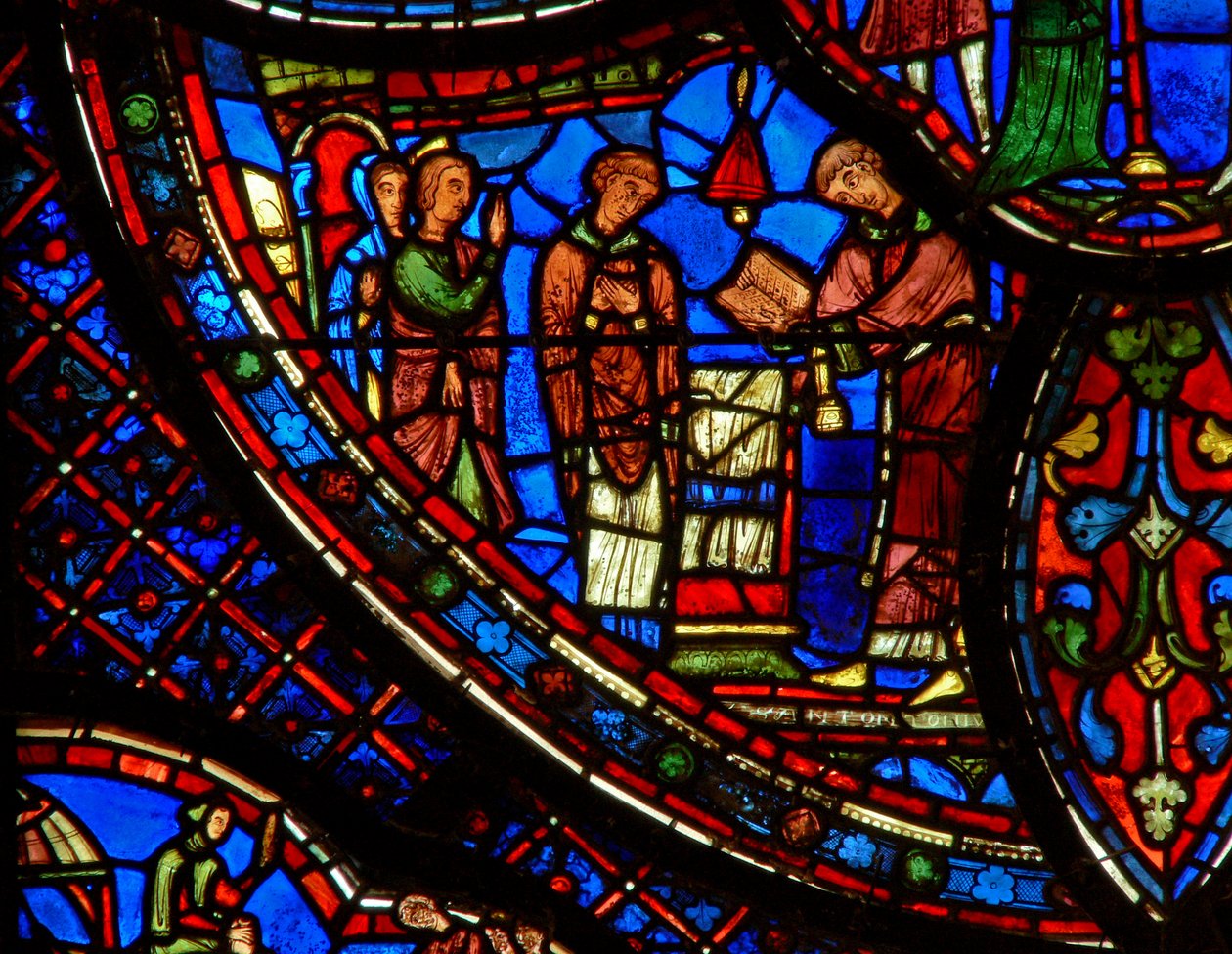 Sankt Antonius: med søster går ind i kirken (w30b) af French School