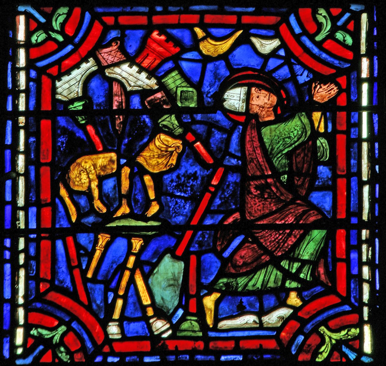 St. Apollinaire: Apollons tempel falder, mens han beder (w36) af French School