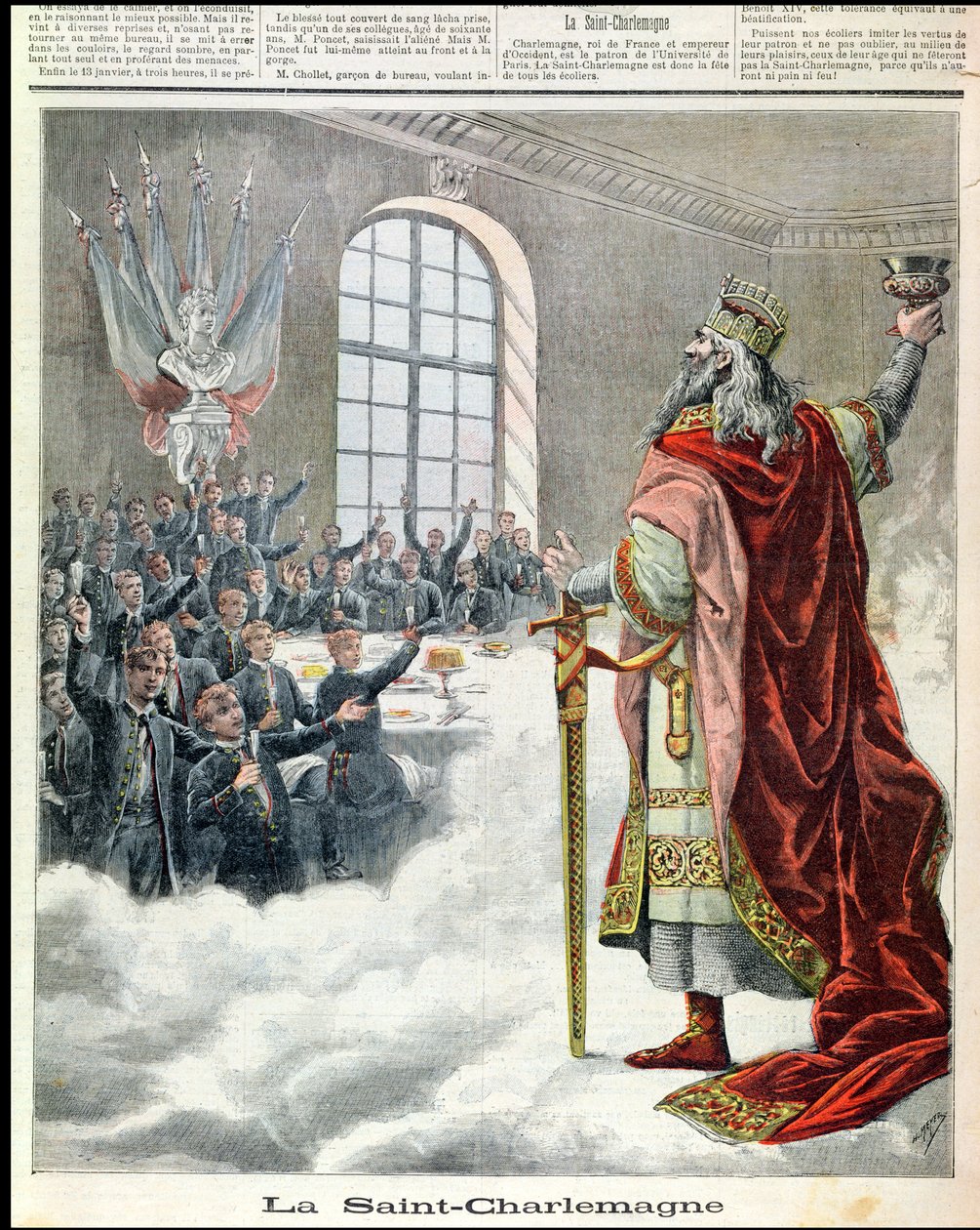 Skt. Karl den Store, skytshelgen for skolebørn, fra Le Petit Journal Illustre, 1892 af French School