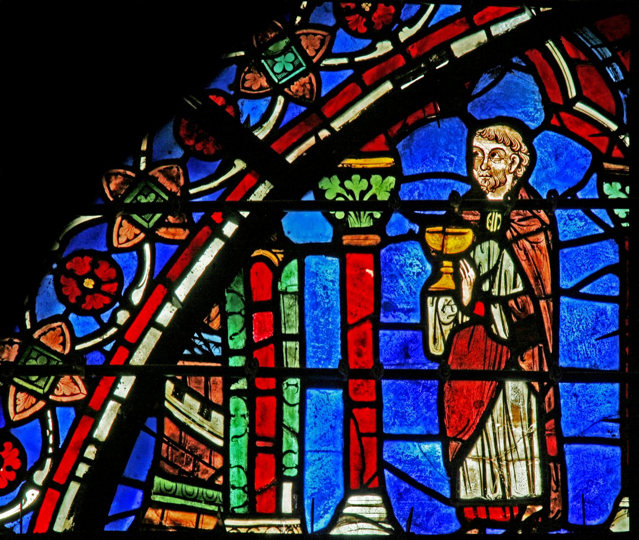 St Cheron vindue: præst med kalk (w15) af French School