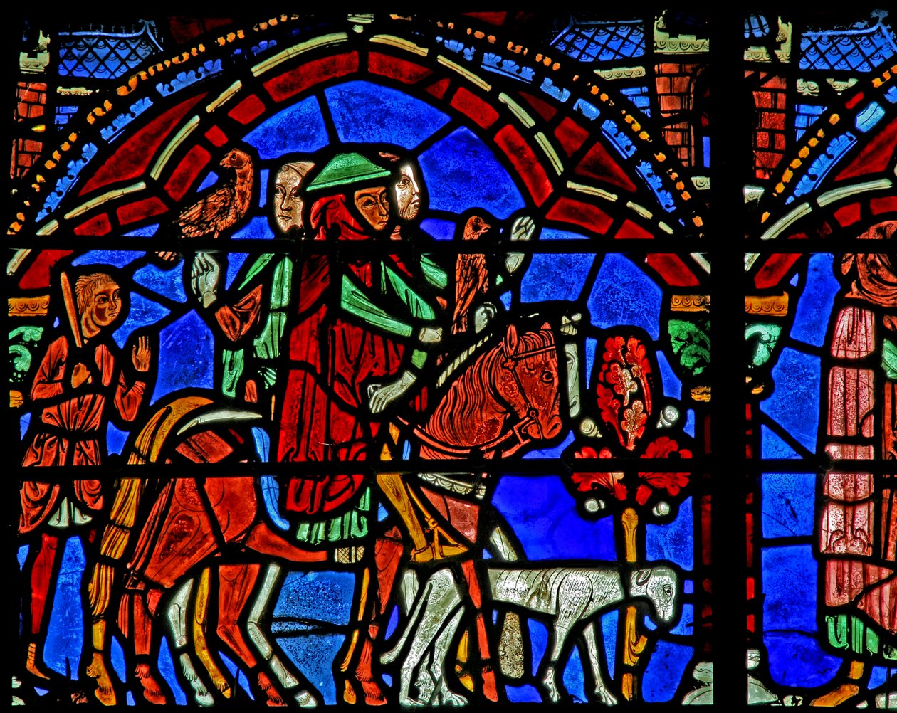 St Cheron-vindue: prinsernes hest og følge (w15) af French School