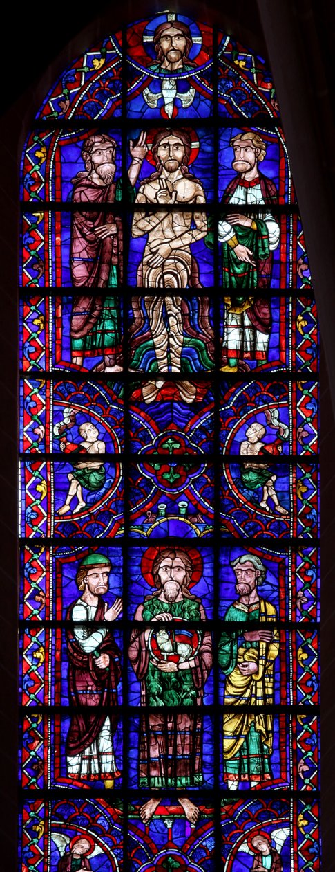 Johannes Baptist med Agnus Dei; dåben i Jordan (w106) af French School