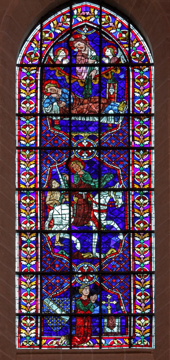 Sankt Martin helbreder de syge og deler sin kappe med en tigger. Thibault VI, greve af Chartres (w109) af French School