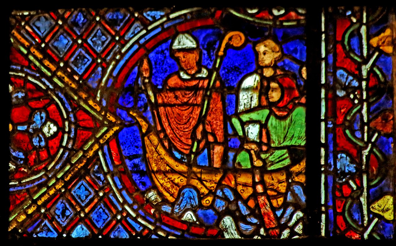 St Nicholas: beder pilgrimme om at kaste kolben i havet. (w29a) af French School