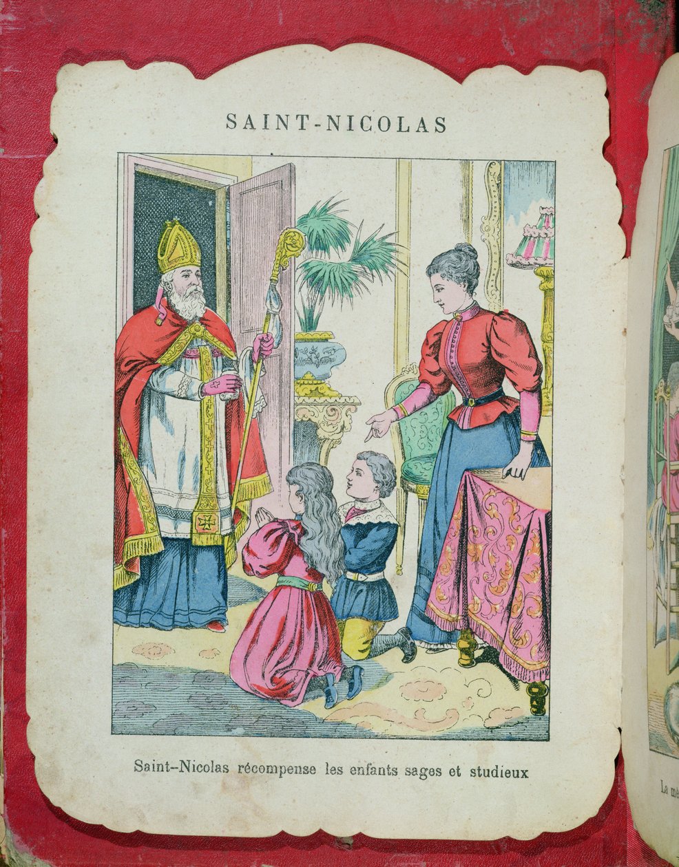 St. Nicholas besøger de velopdragne og flittige børn, ca. 1880 af French School