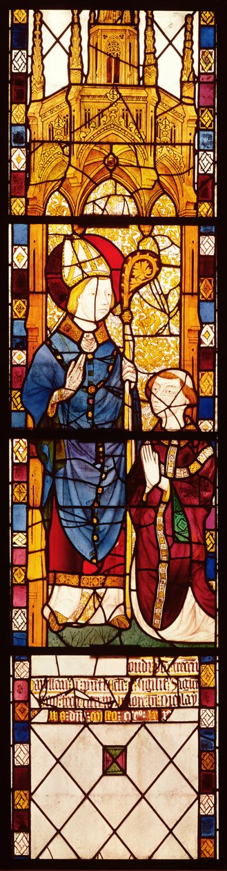 St. Nicholas med en donor, fra Saint Nicolas Chapel, Norman School, 1370 af French School