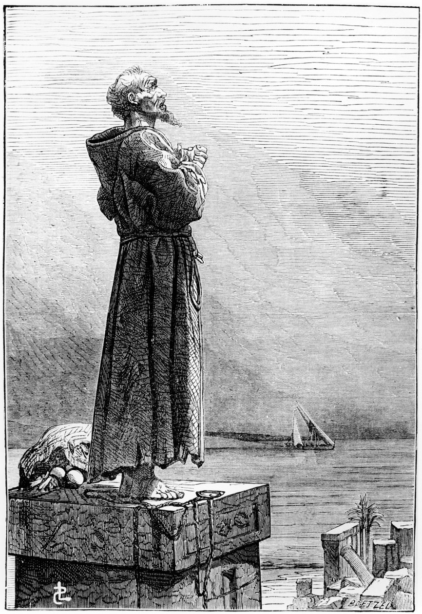 St Simeon Stylites, sent C19th af French School