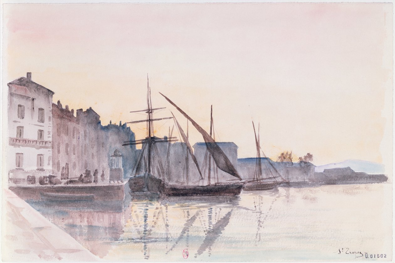St. Tropez (akvarel på papir) af French School