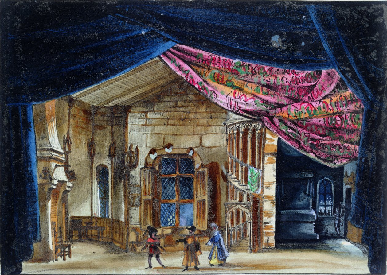 Scenedesign til akt II af La Juive, første gang opført i Paris Opera den 23. februar 1835, (wc på papir) af French School