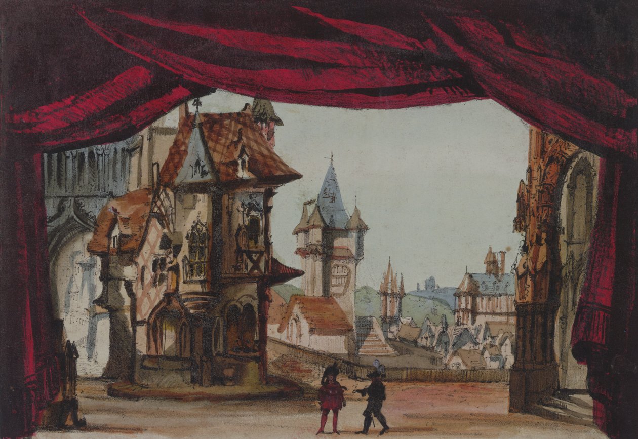 Scenedesign til La Juive, første gang opført i Paris Opera den 23. februar 1835 (wc på papir) af French School