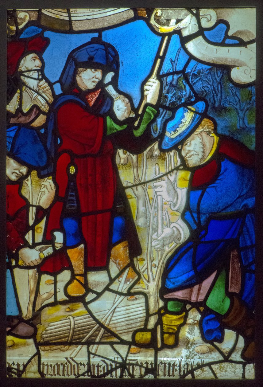 Glasmaleri, profeterne udskærer vinstokken (tema for den mystiske presse omkring 1540) af French School