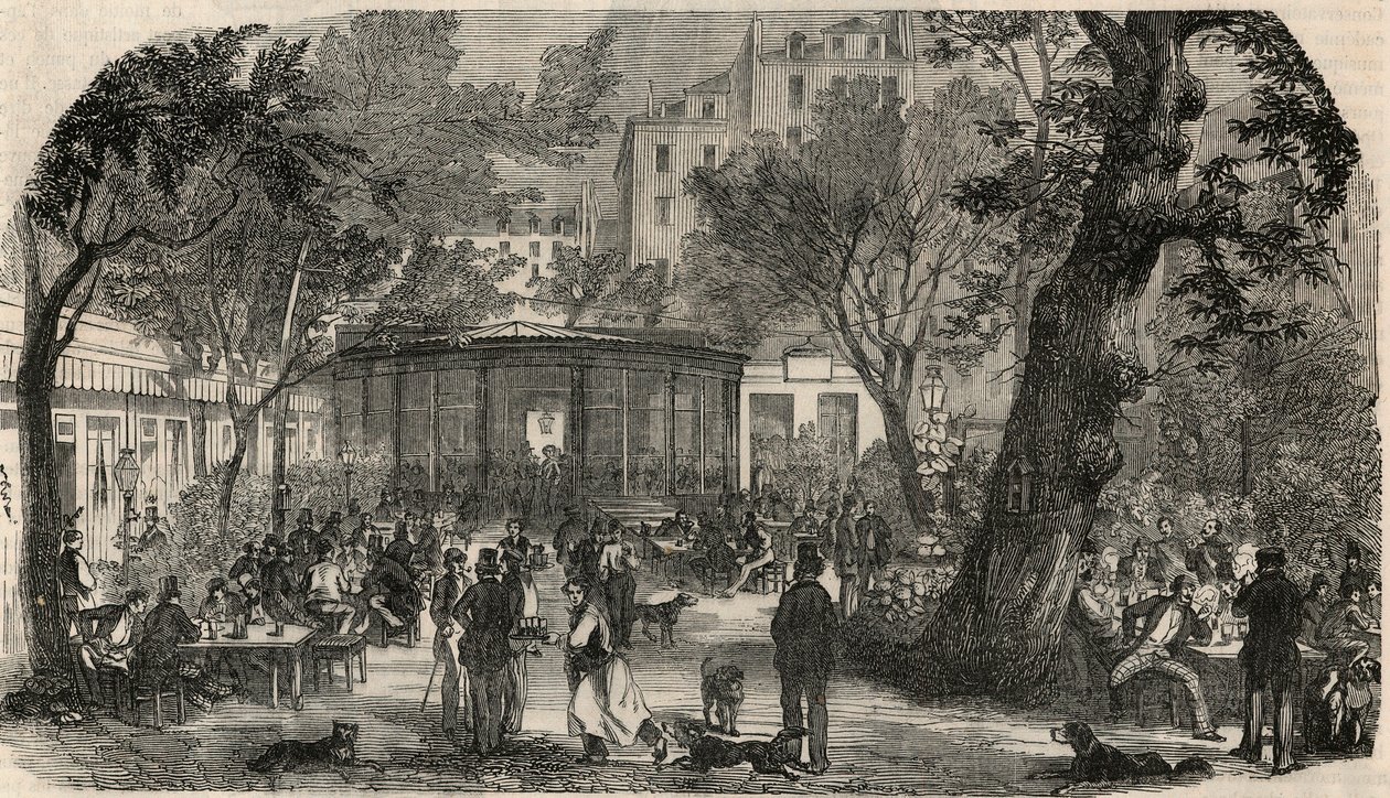 Frimærke af Cheval Blanc i Paris i det 19. århundrede - Indgravering i "Tableau-de-Paris"" af Edmond Texier 1852 af French School