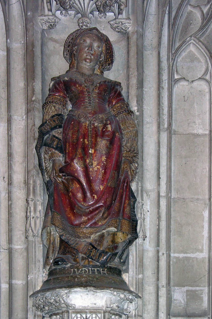 Statue af Judith (polykrom sten) af French School