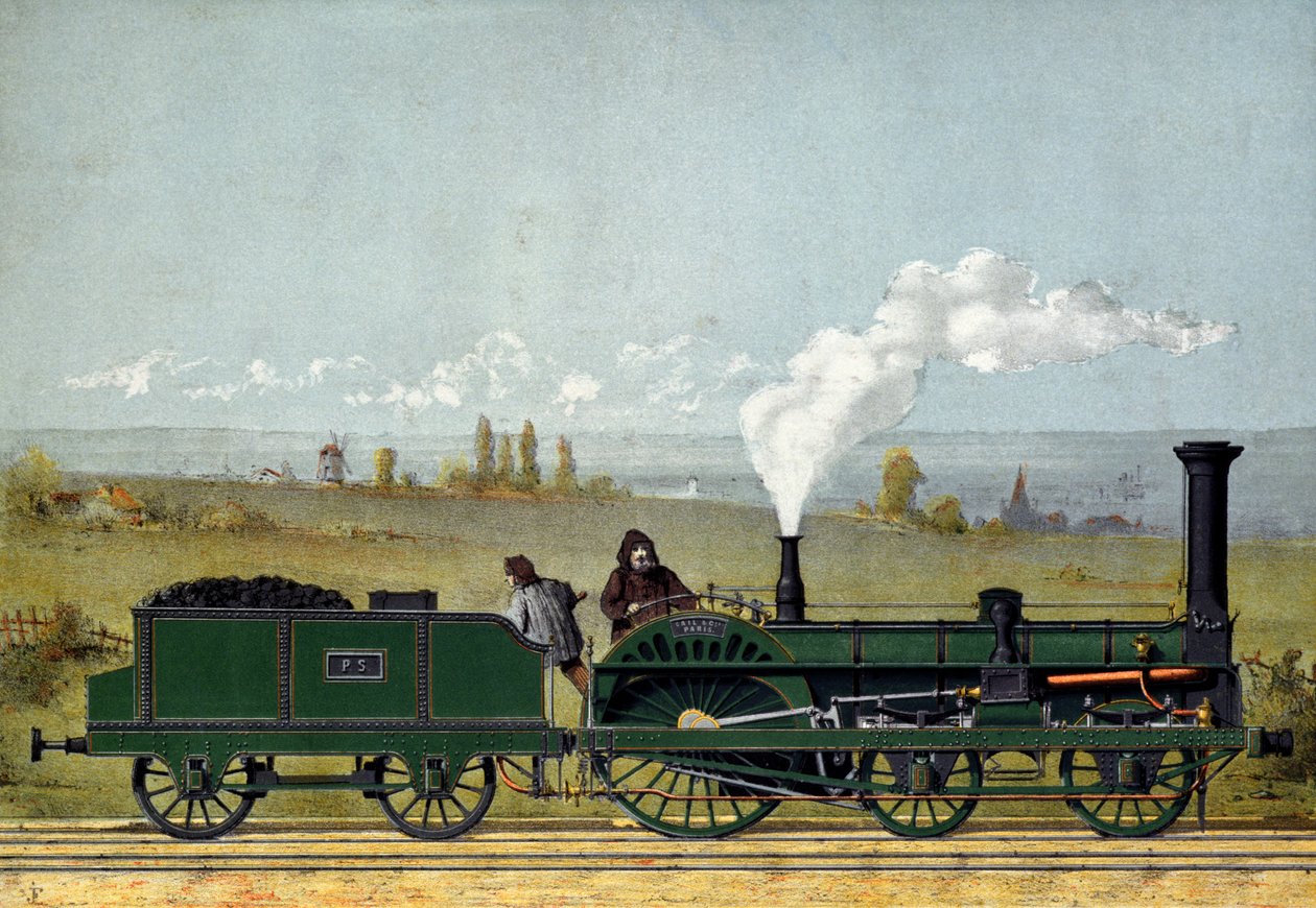 Dampmaskine på Strasbourg-jernbanen, 1852 af French School