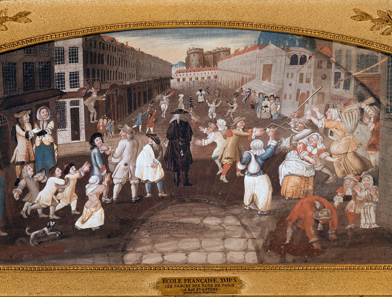 Gadeunderholdere i Rue St Antoine, Paris (maleri af French School
