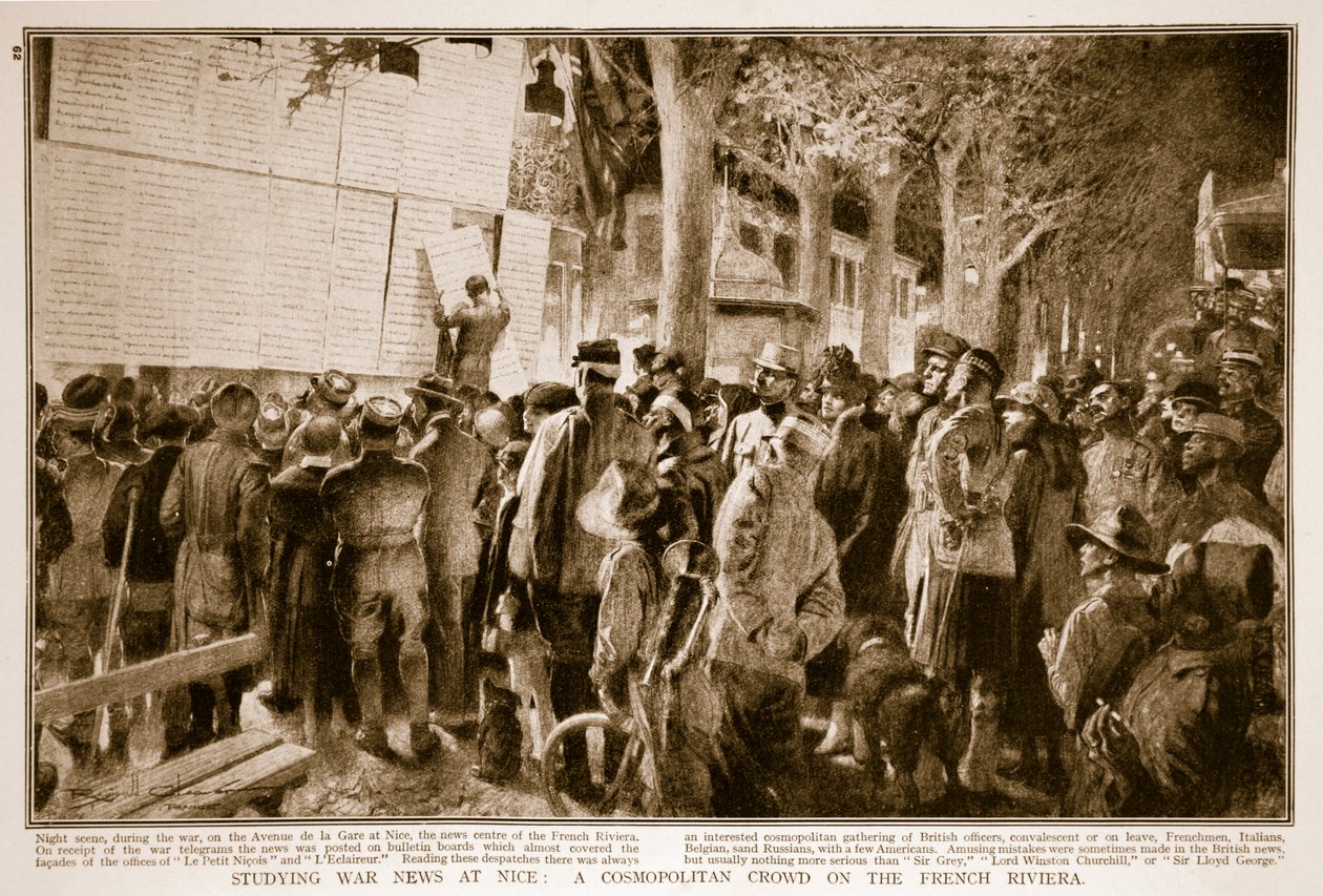 Studerer krigsnyheder i Nice: A Cosmopolitan Crowd på den franske riviera, 1914-19 af French School