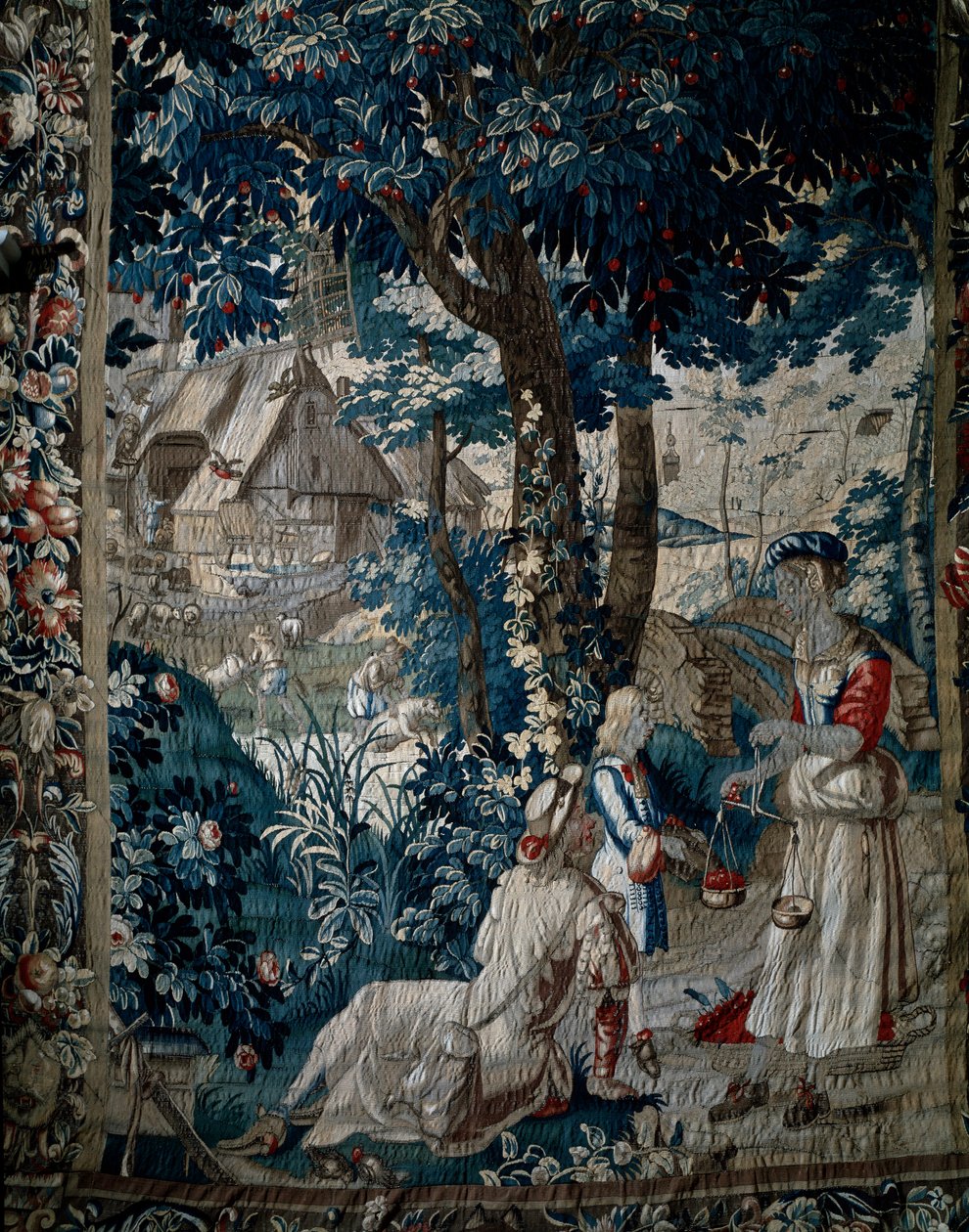 Sommer, salg af kirsebær (gobelin) af French School