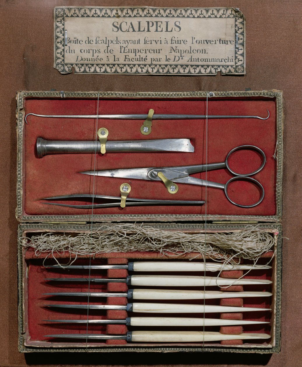 Kirurgiske instrumenter brugt af doktor Antommarchi til dissektion af kejser Napoleon I (1769-1821) af French School