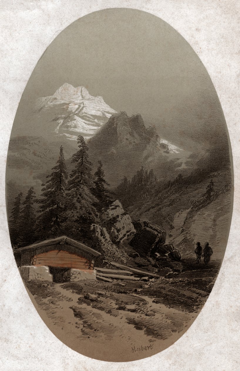 De schweiziske alper. (gravering omkring 1890) af French School