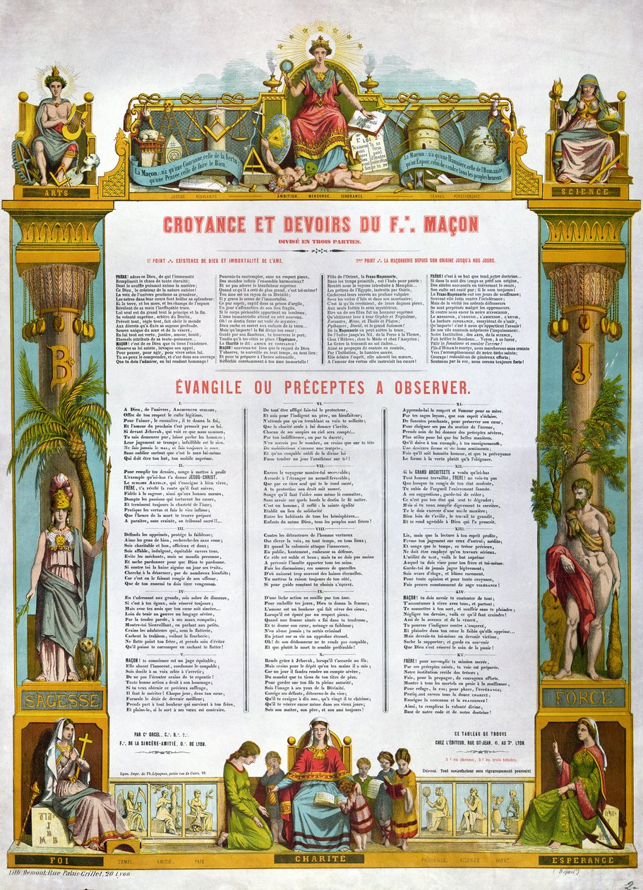 Table of Beliefs & Duties of a Freemason, 2. halvdel af det nittende århundrede af French School