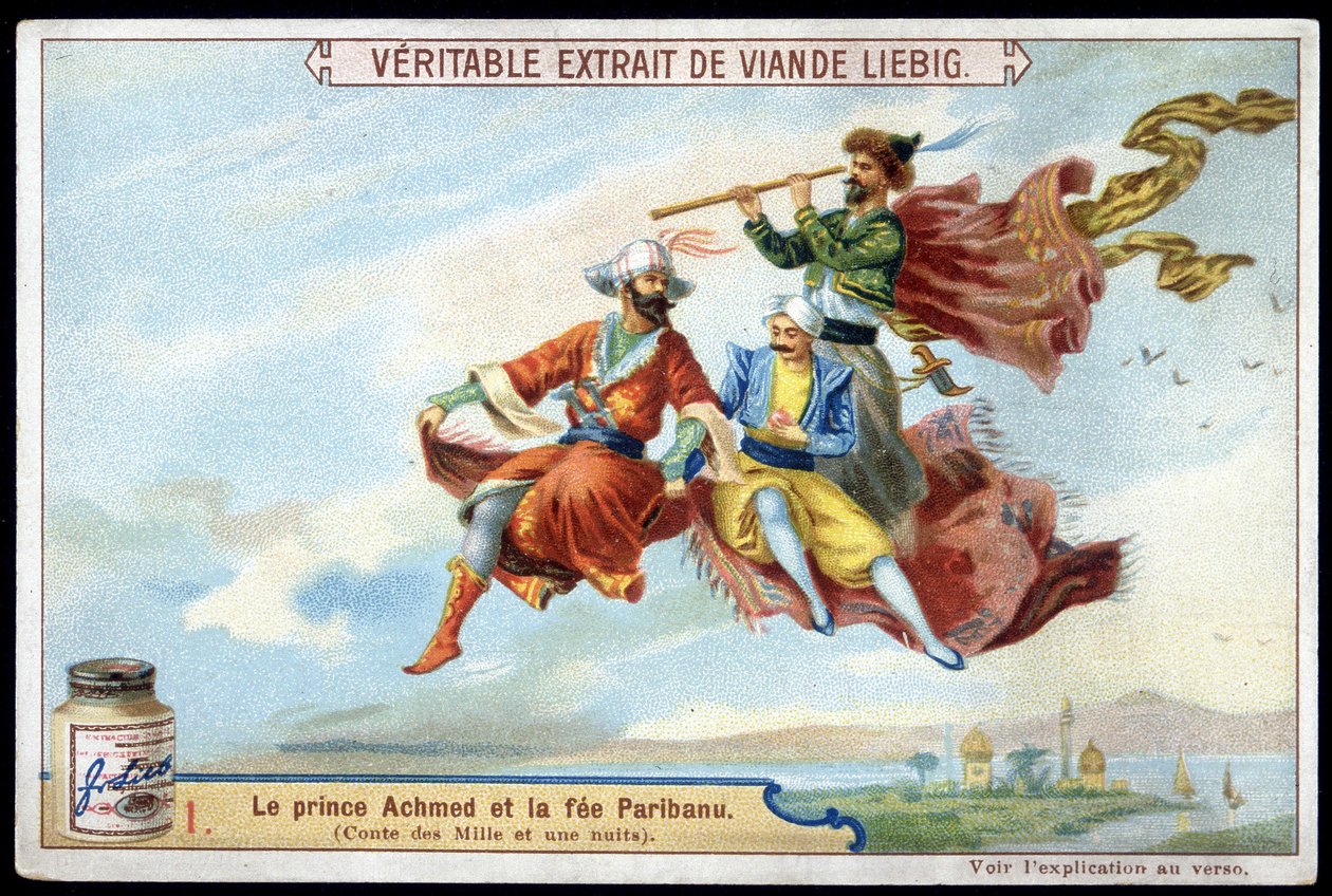 Tale of 1001 Nights (Tales of Thousand One Nights): Prins Achmed og Fairy Paribanu - chromo. af French School