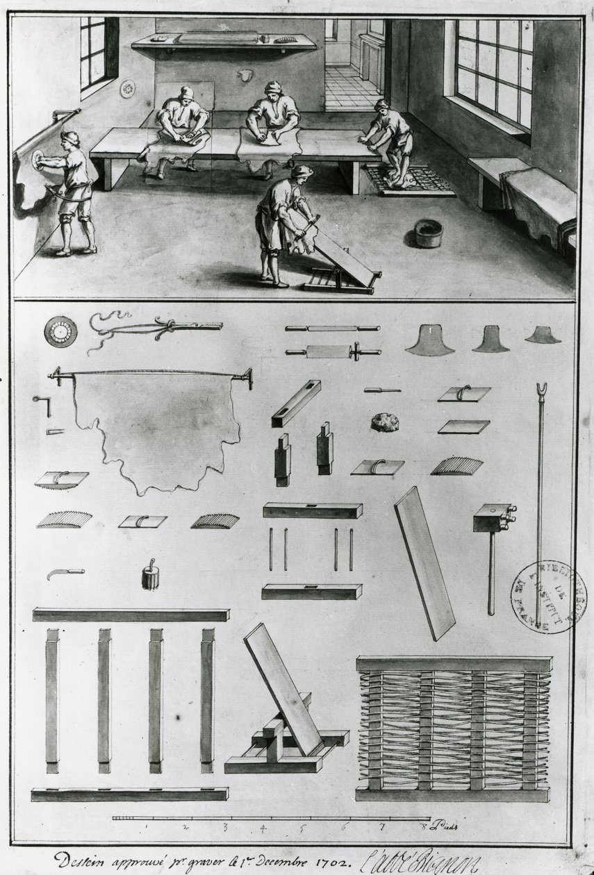 Tanners, fra beskrivelserne af kunst og håndværk af Denis Diderot (1713-84), udgivet ca. 1770 (s/h foto) af French School