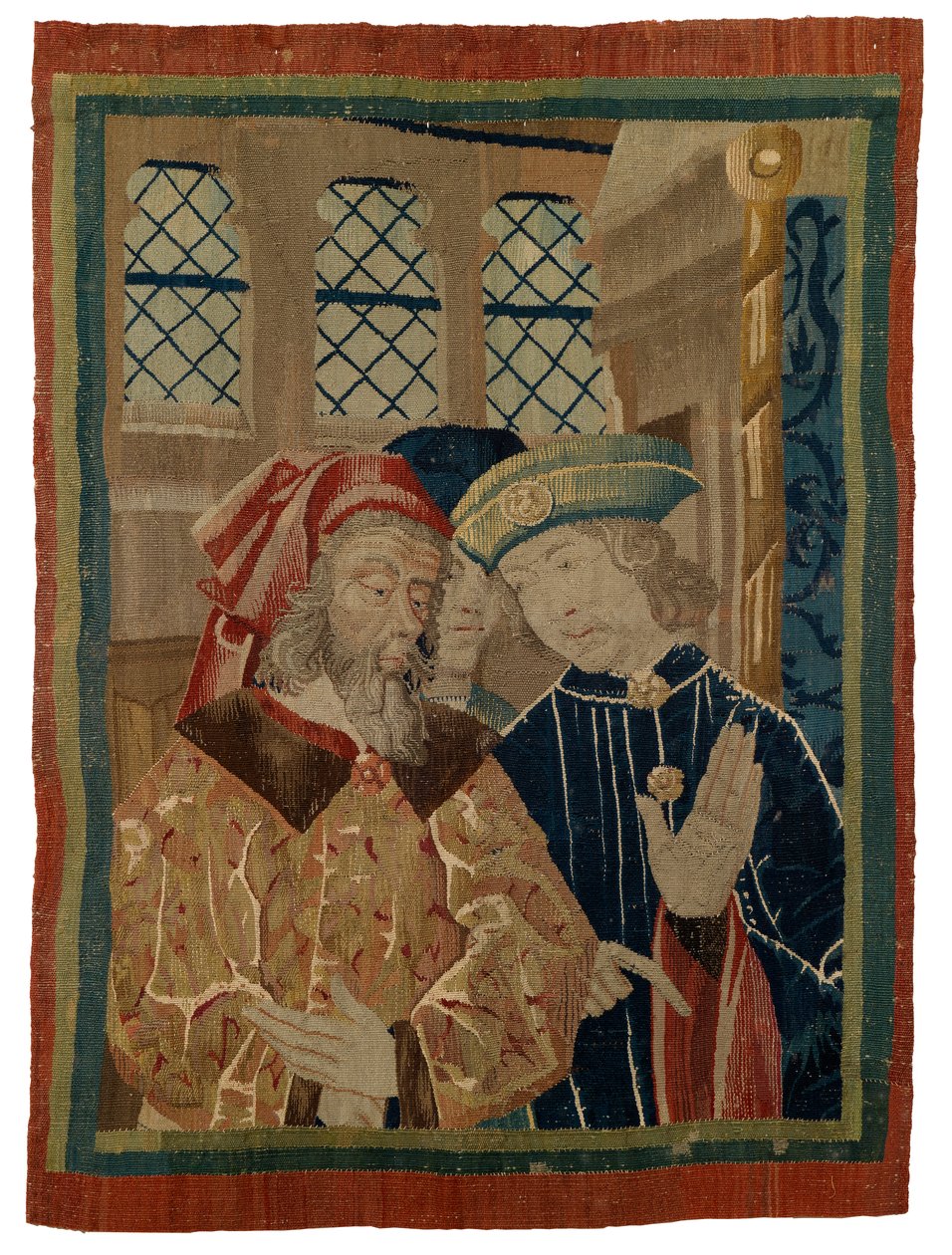 Gobelin fragment forestillende tre figurer af French School