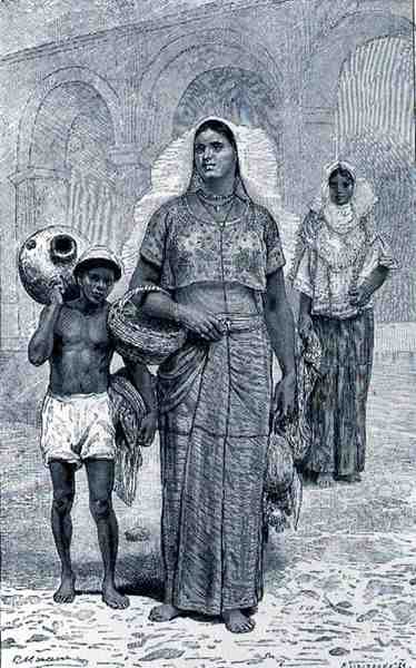 Tehuantepec Women, fra The Ancient Cities of the New World, af Claude-Joseph-Desire Charnay, pub. 1887 af French School