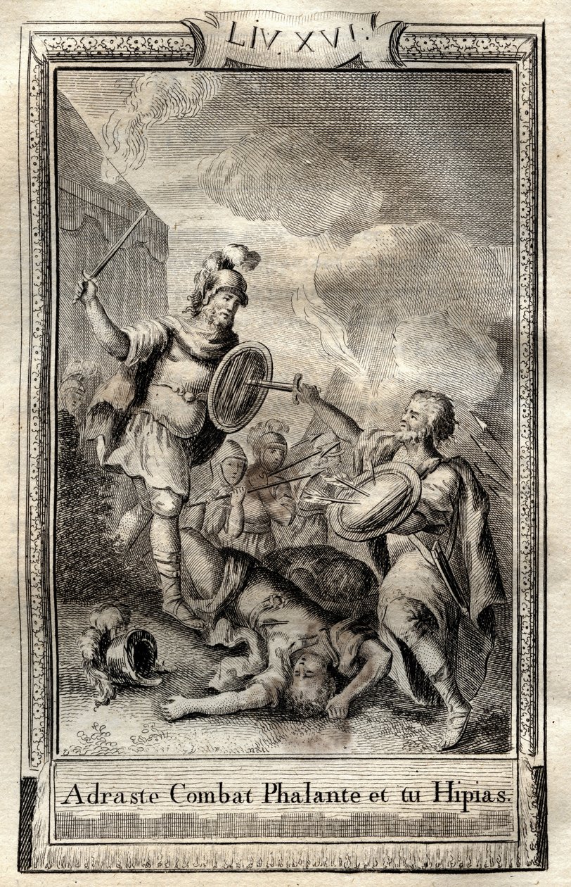 Telemaque overvinder Hippias - indgravering af 1798 af Monnet i "Les Aventures de Telemaque, fils d