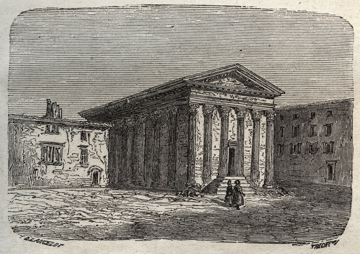 Tempel for Augustus og Livie i Wien, i det franske departement Isere (romersk tempel) - indgravering i "Histoire de France" af Victor Duruy (1811-1894) - 1882 af French School