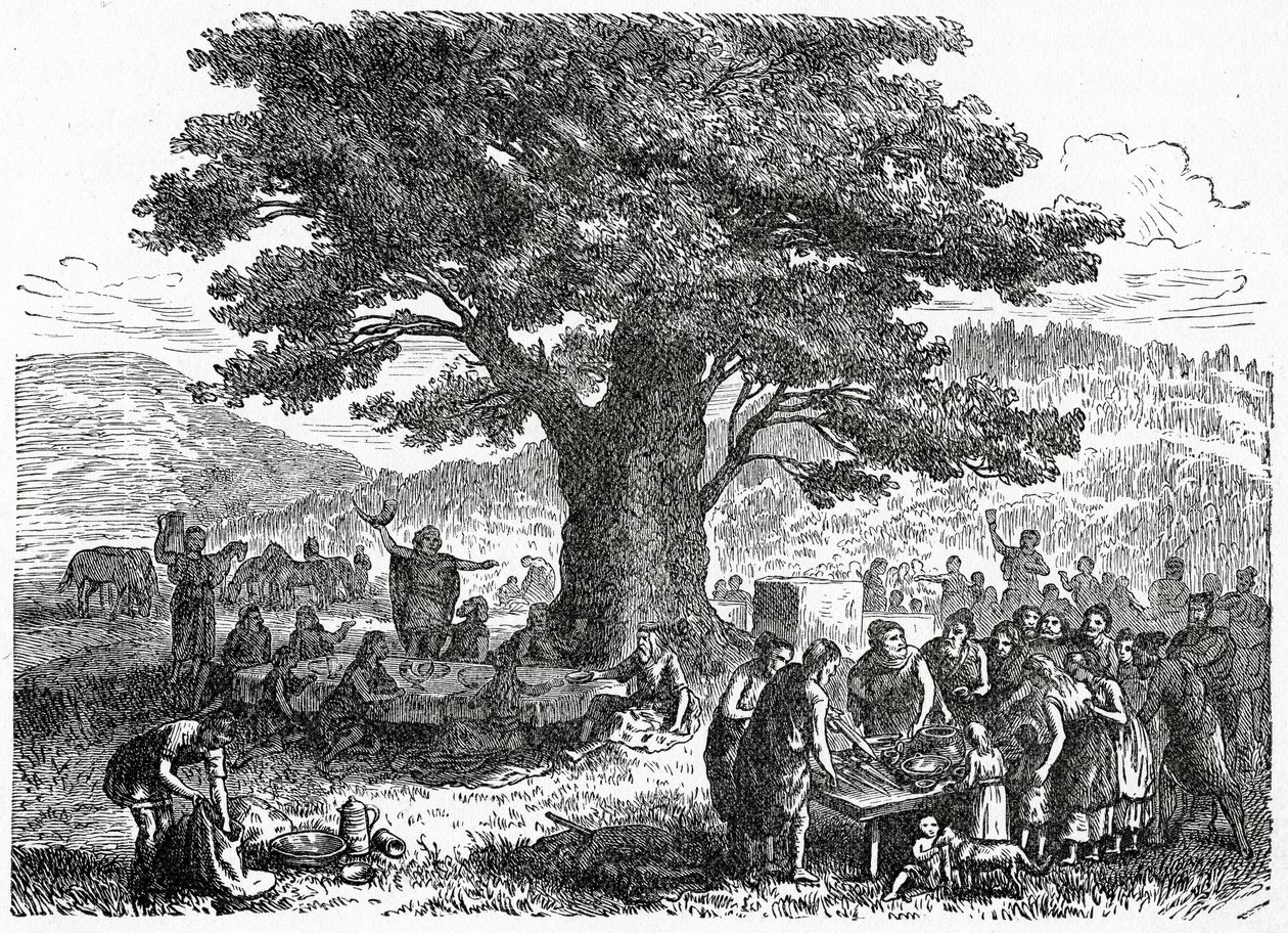 Teutoner nyder en ferie, ca. 1882 (trægravering) af French School