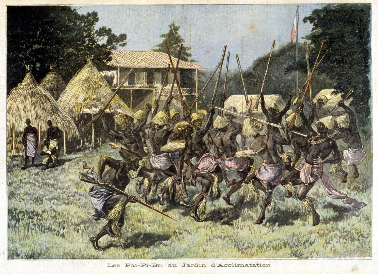 Afrikanerne Pai-Pi-Bri ved Tilvænningshaven - i "Le Petit Journal" af 05/08/1893 (gravering) af French School