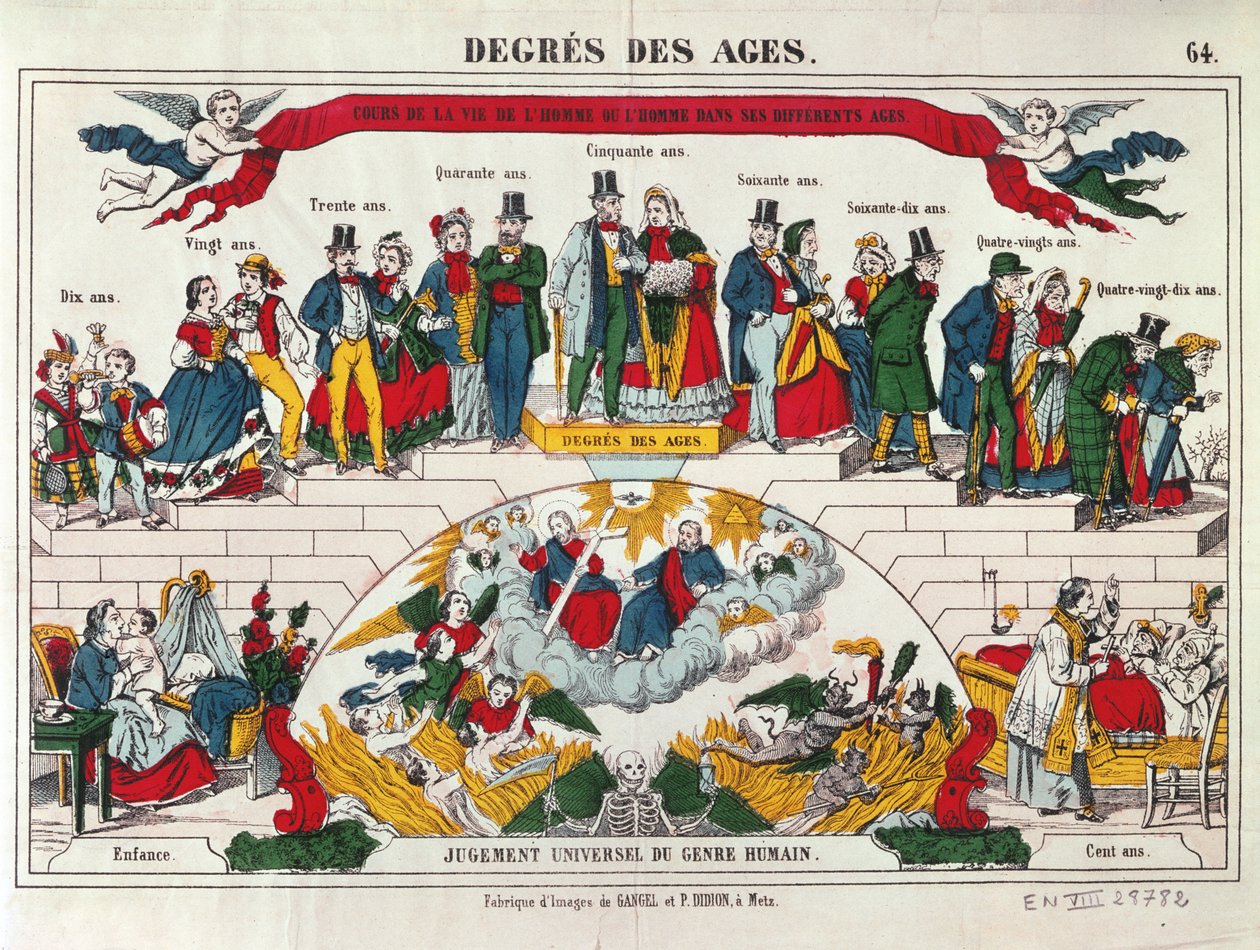 The Ages of Men and Women, Imagerie Gangel, Metz, midten af det 19. århundrede af French School